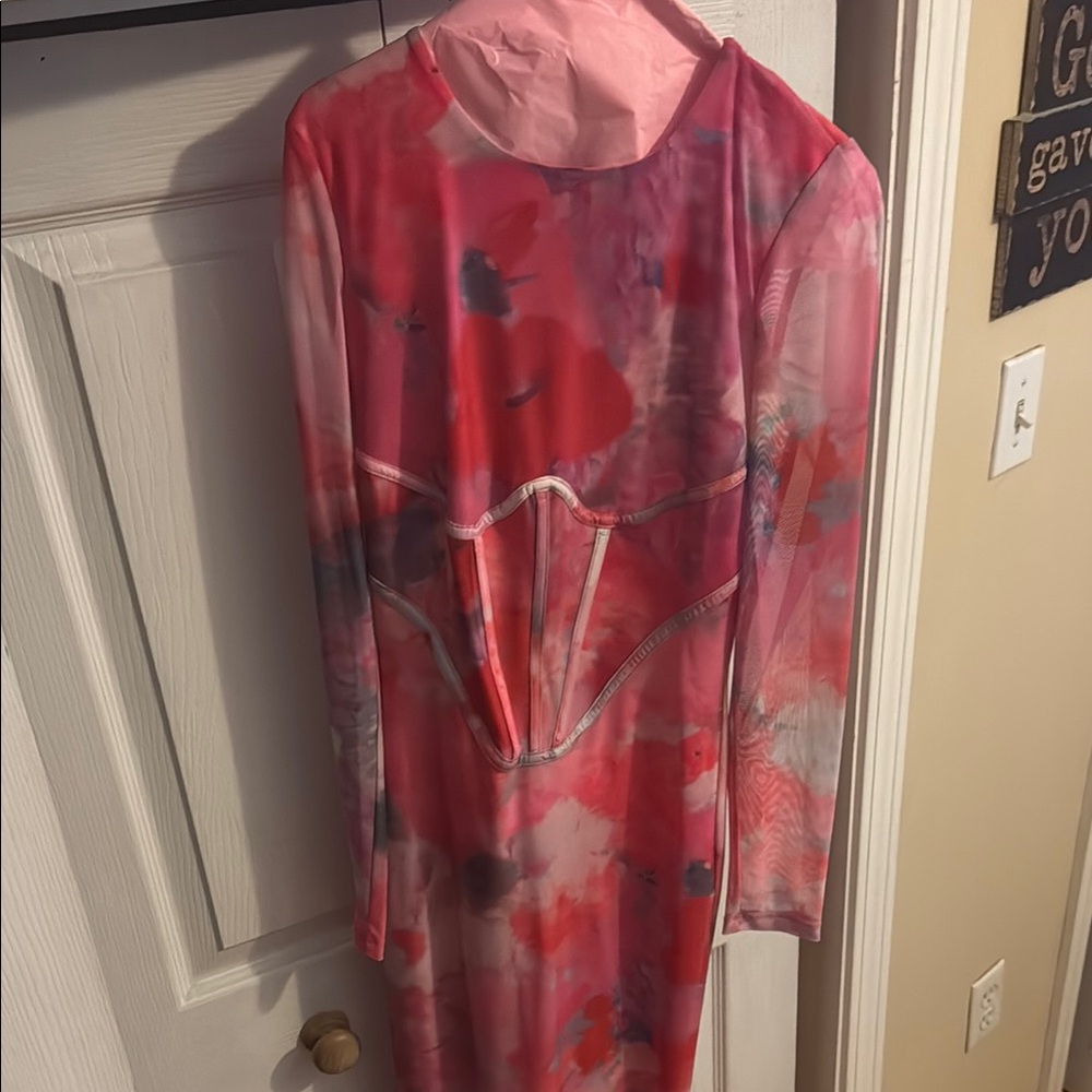 Bardot Pink and Red Midi Dress